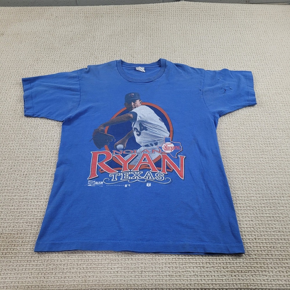 VTG Nolan Ryan Shirt Mens Large Blue  Texas Rangers 1990s‎ Salem Single Stitch